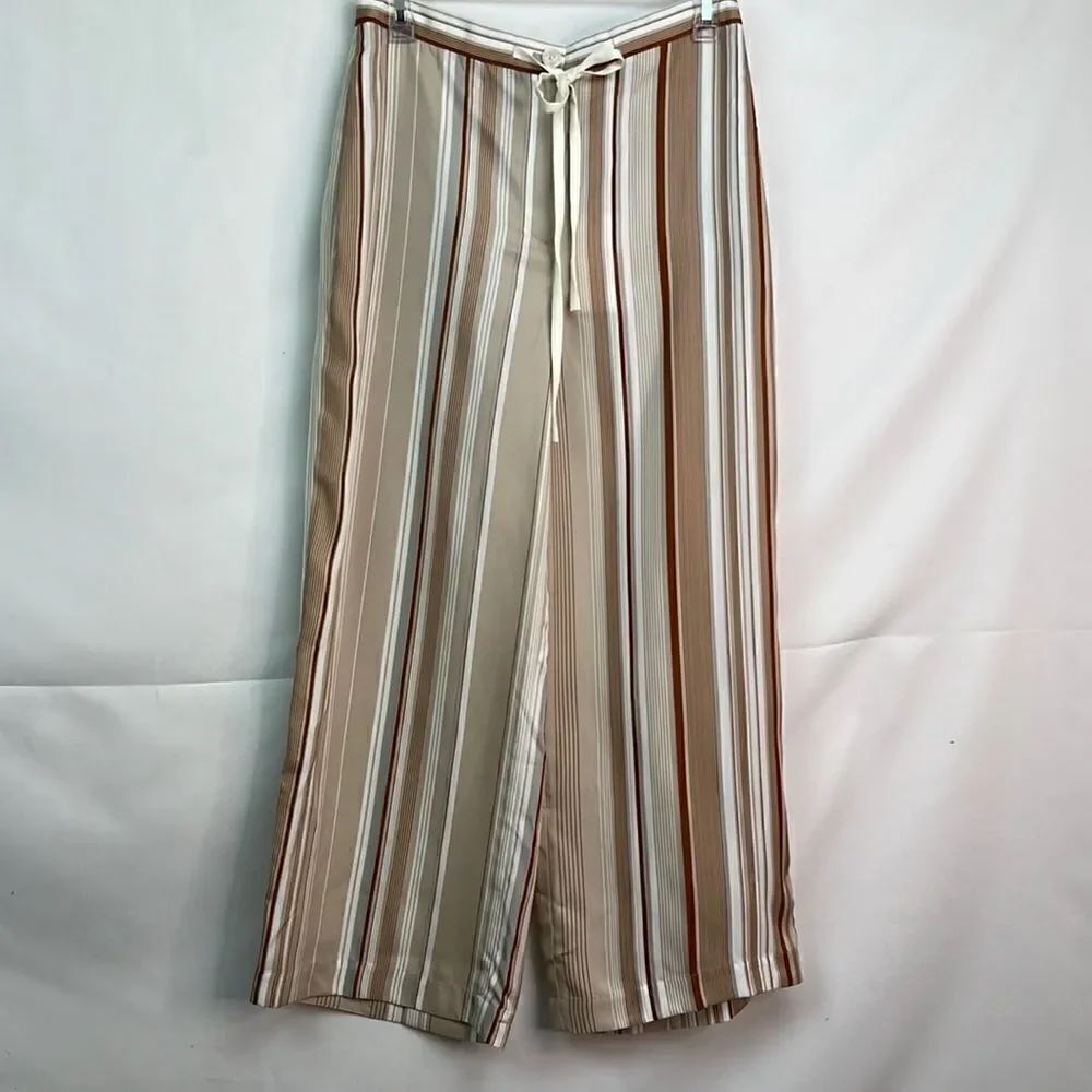 Theory Stella Twill Wide leg crop pants stripes size 4 NWT